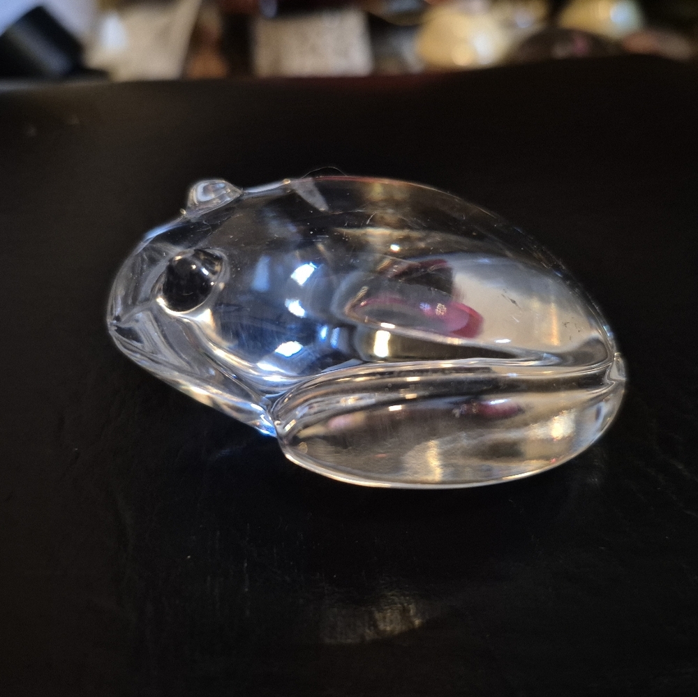 Vintage Val St. Lambert Signed De Sousa Crystal Art Glass Frog Paperweight